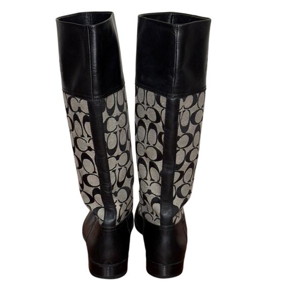 Coach Chrissi Logo Embossed Black Riding Boots Size 7.5 - Picture 4 of 7